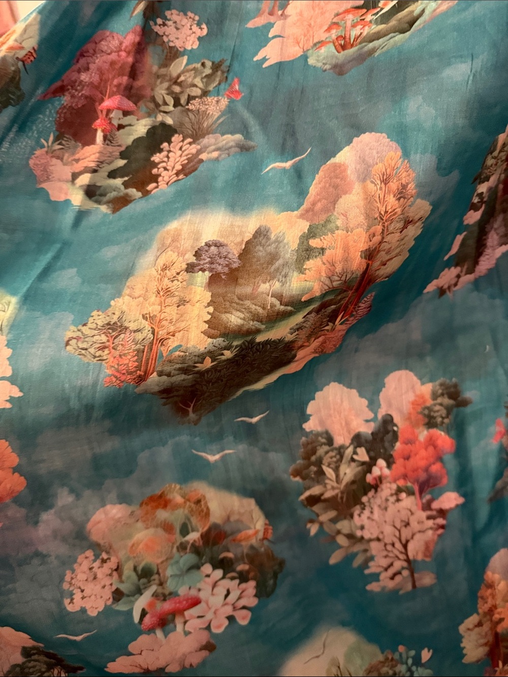 Anthro Anthropologie Teal Floral Smocked Maxi Dress Puff Sleeve Buttons 3X Plus - Picture 8 of 14